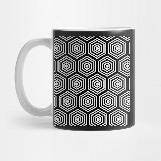 abstract monochrome geometric design with hexagons by pauloneill-art